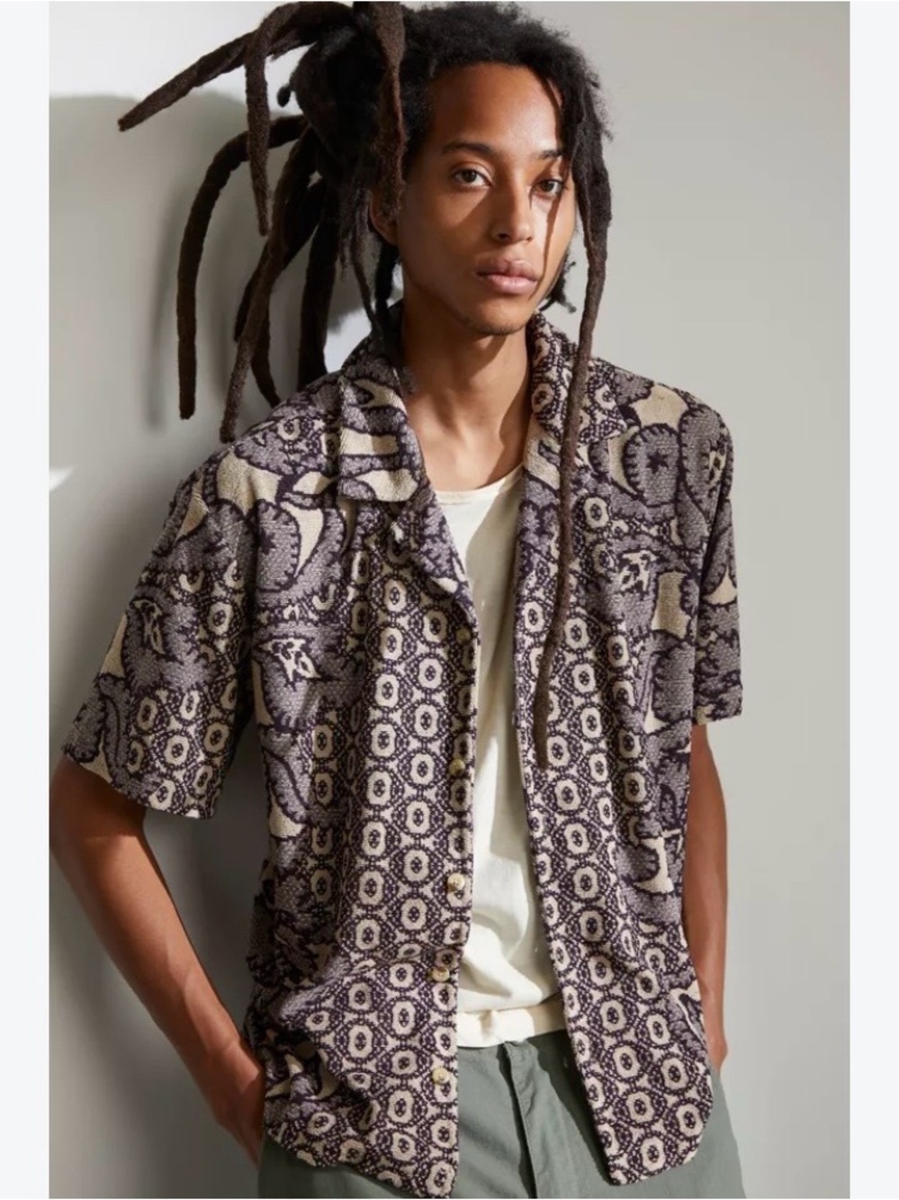 Urban Outfitters Jacquard Terry cloth button down shirt